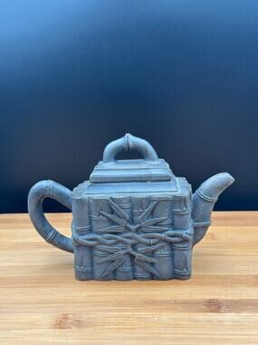Vintage Asian-Style Faux Bamboo Ceramic Teapot - Decorative